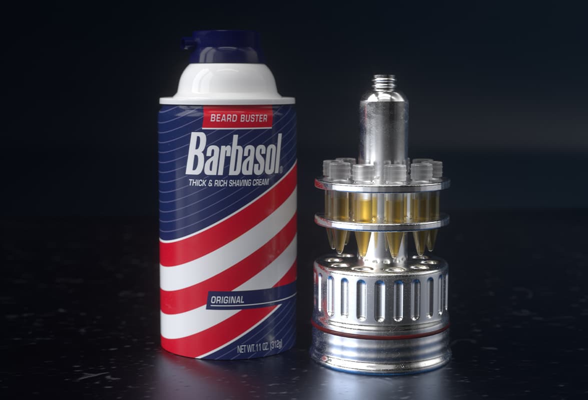 3d render of the jurassic park shaving cream can