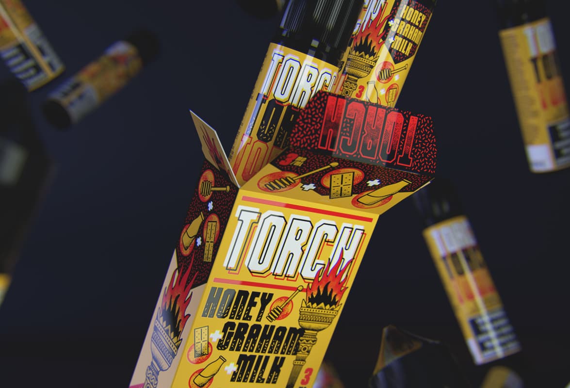 3d render of Torch product bottles floating